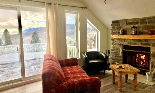 Living room with view on Le Massif - Cottage for rent Charlevoix