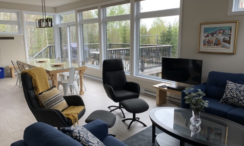 salon dans la salle principale - Chalet à louer Charlevoix