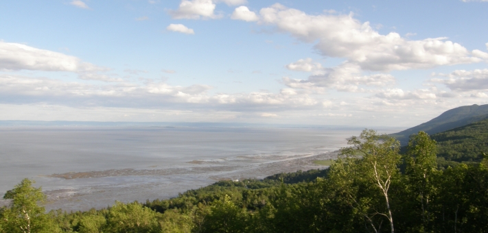 Low tide view from Chalet Ilaali towards Le Massif and Petite Riviere St-Francois. - Cottage for rent Charlevoix